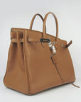 HMS Birkin 35cm Togo Leather Handbags 6099 Light Coffee Silve