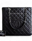 *Rare XL Size* CH PST Petite Shopping Tote - XL Caviar Large Quilted Black Gold Hardware Series 16