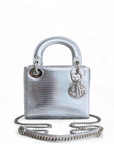 *Rare* D1OR Lady Mini - Lizard Silver Metallic Limited Edition Chain Strap Silver Hardware