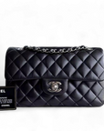 *Full Set, Receipt* CH Classic Flap Small - 23CM Quilted Lambskin Black Silver Hardware Series 27