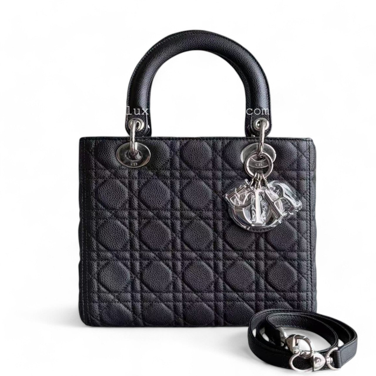 *Rare Caviar* D1OR Lady Medium - Grained Calfskin Cannage Black Silver Hardware