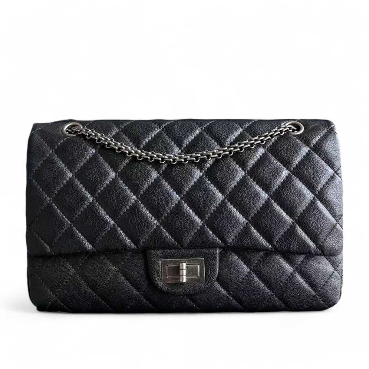 *Rare Caviar* CH 2.55 Reissue 227 - Caviar Large Quilted Ruthenium Silver Hardware Series 13