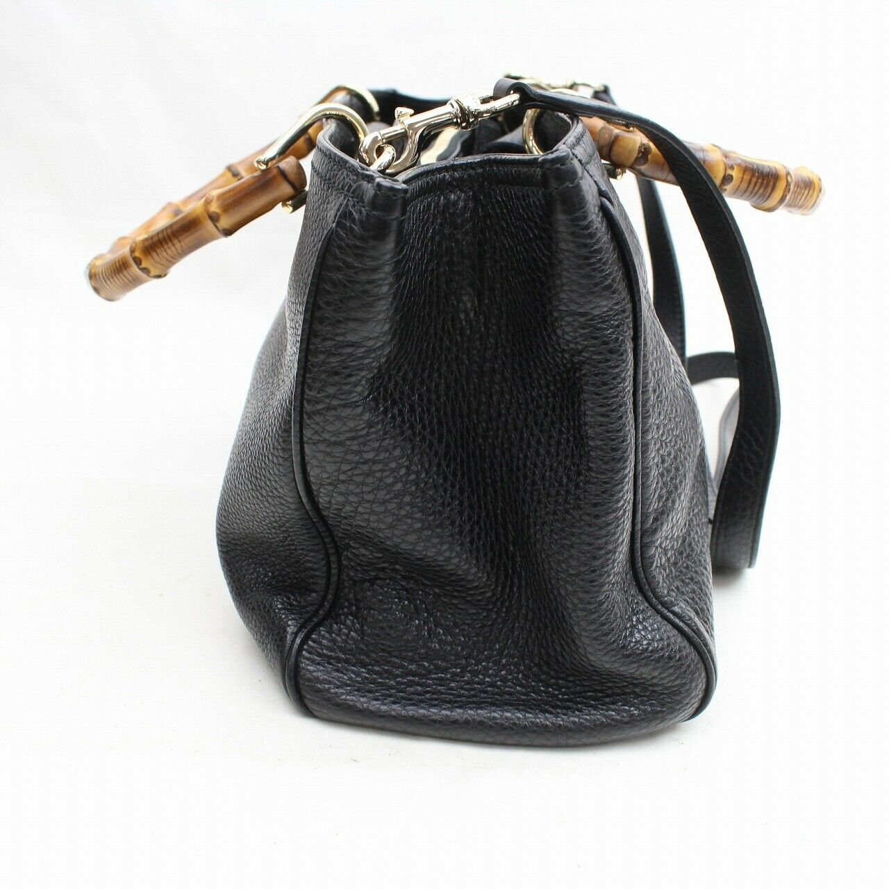 Brand Inspired GCCI Tote Bag Banboo 2way Black Leather (SHC7-10763)