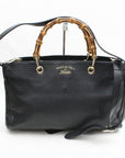 Brand Inspired GCCI Tote Bag Banboo 2way Black Leather (SHC7-10763)