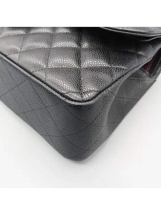 A58600 Black Caviar Skin Classic Jumbo Gold Chain Shoulder Bag CH