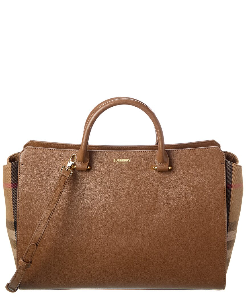 BBERRY Banwell Medium Leather &amp; Check Canvas Satchel