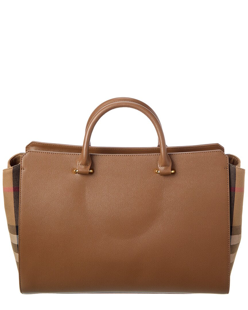 BBERRY Banwell Medium Leather &amp; Check Canvas Satchel