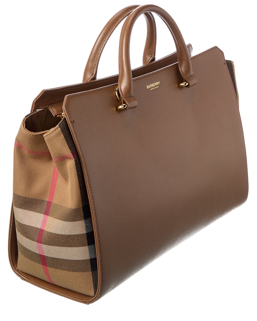 BBERRY Banwell Medium Leather &amp; Check Canvas Satchel