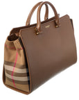 BBERRY Banwell Medium Leather & Check Canvas Satchel