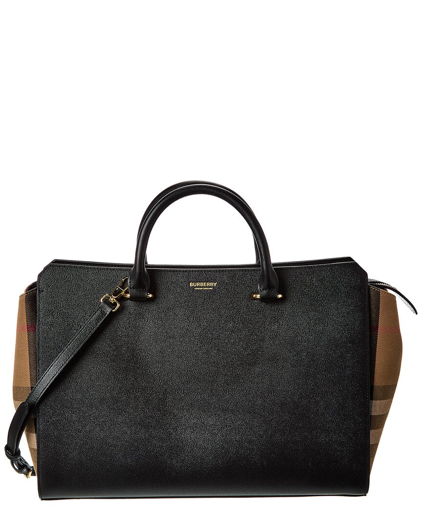 BBERRY Banwell Medium Leather &amp; Check Canvas Satchel