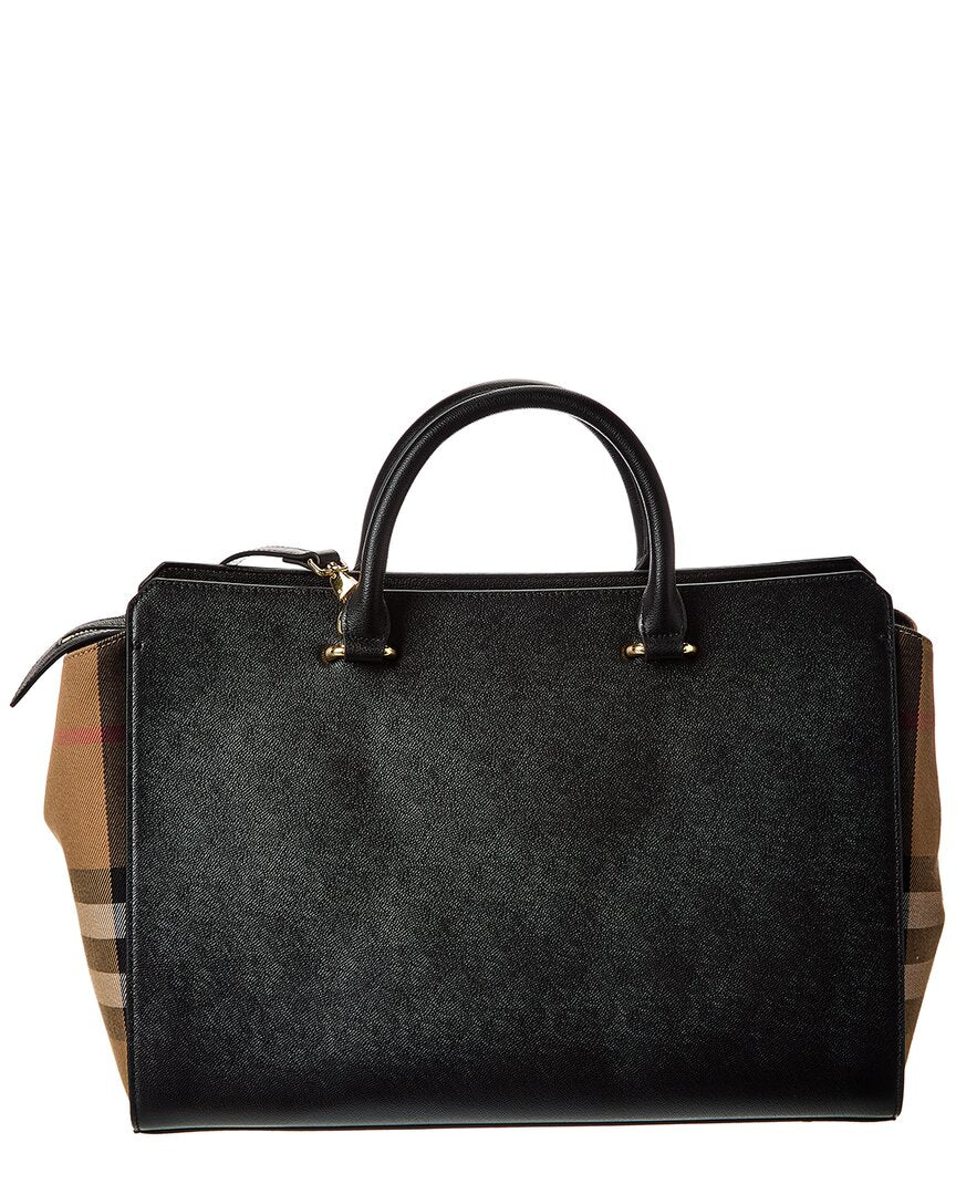 BBERRY Banwell Medium Leather &amp; Check Canvas Satchel