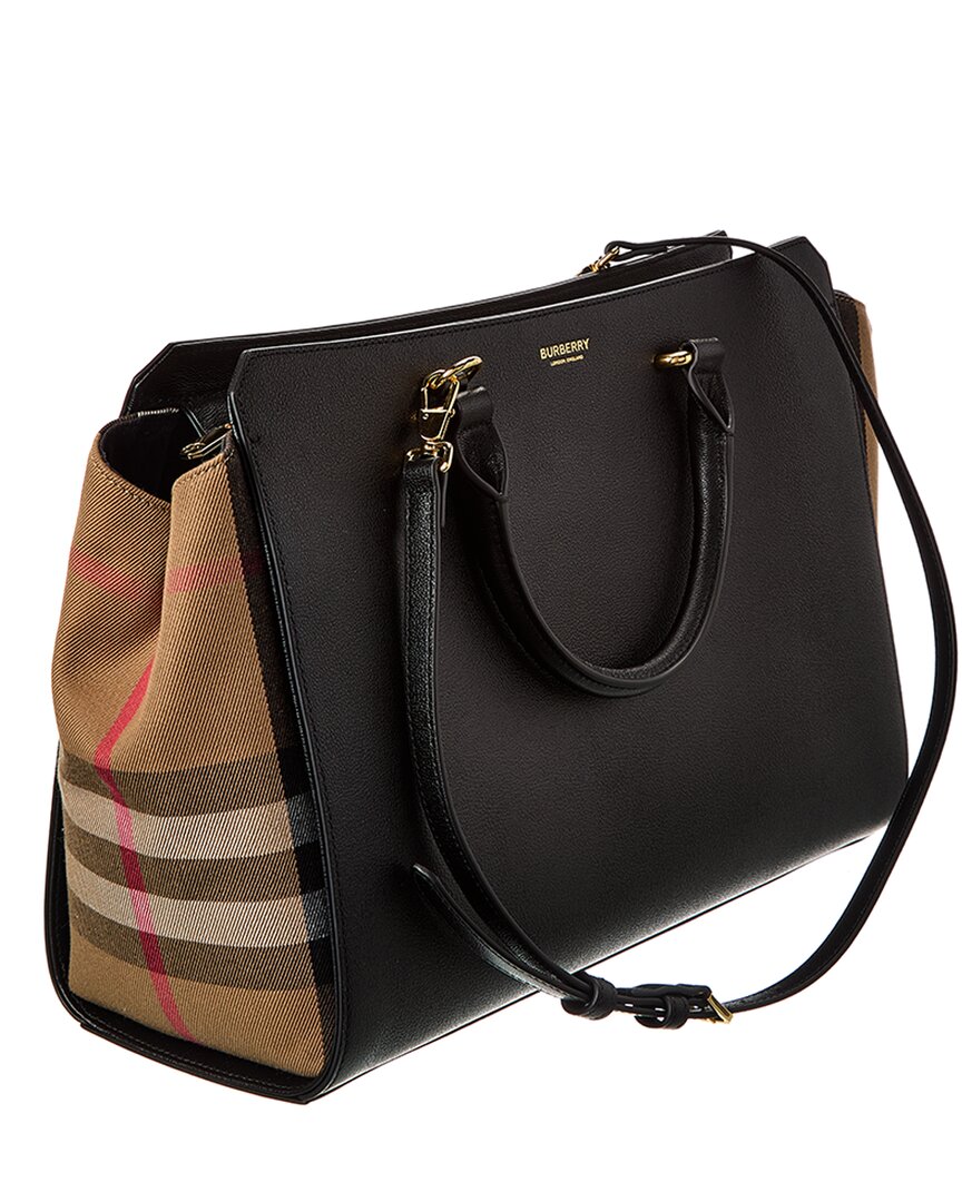 BBERRY Banwell Medium Leather &amp; Check Canvas Satchel