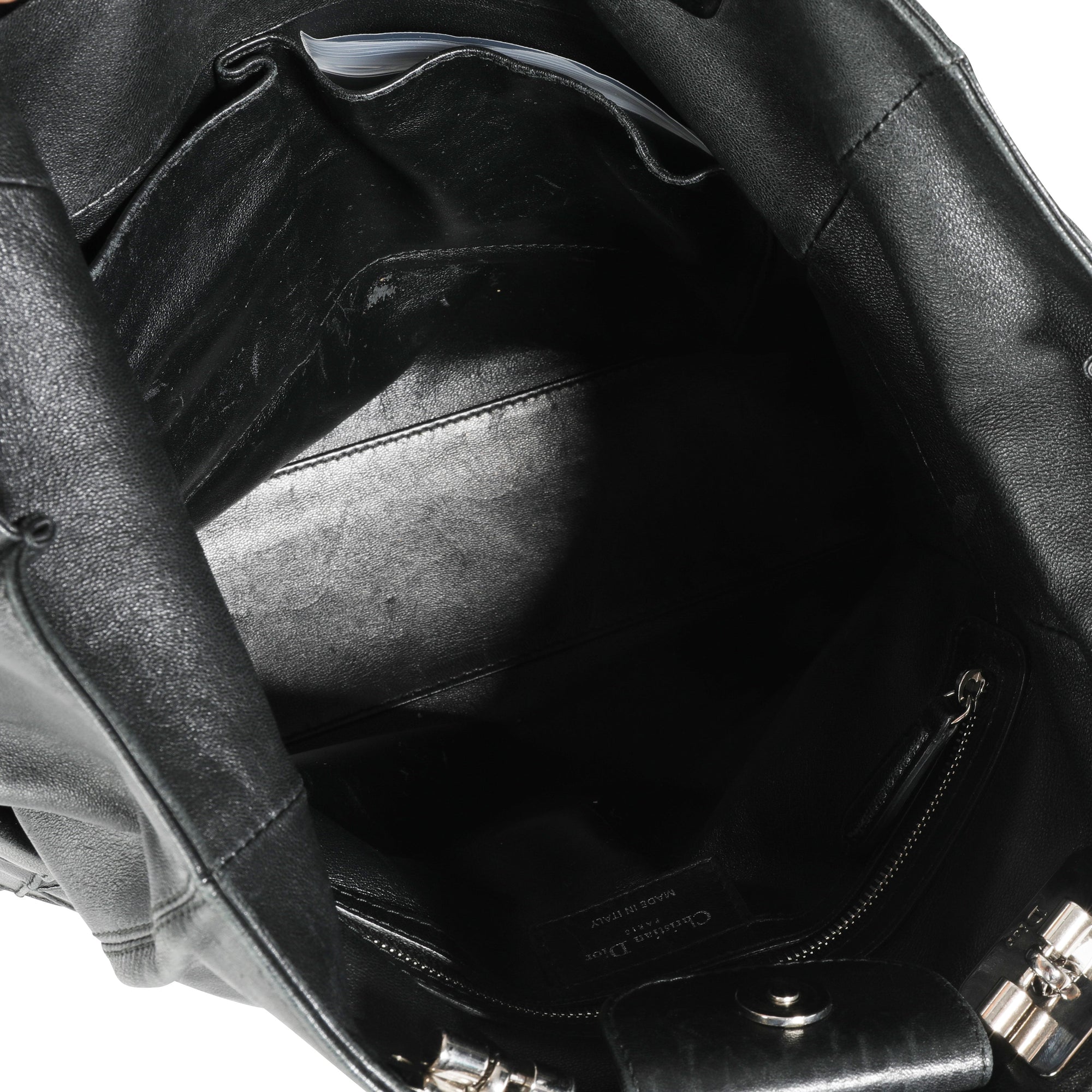 CHRISTIAN D1OR Black Cannage Lambskin Granville Chain Link XL Tote