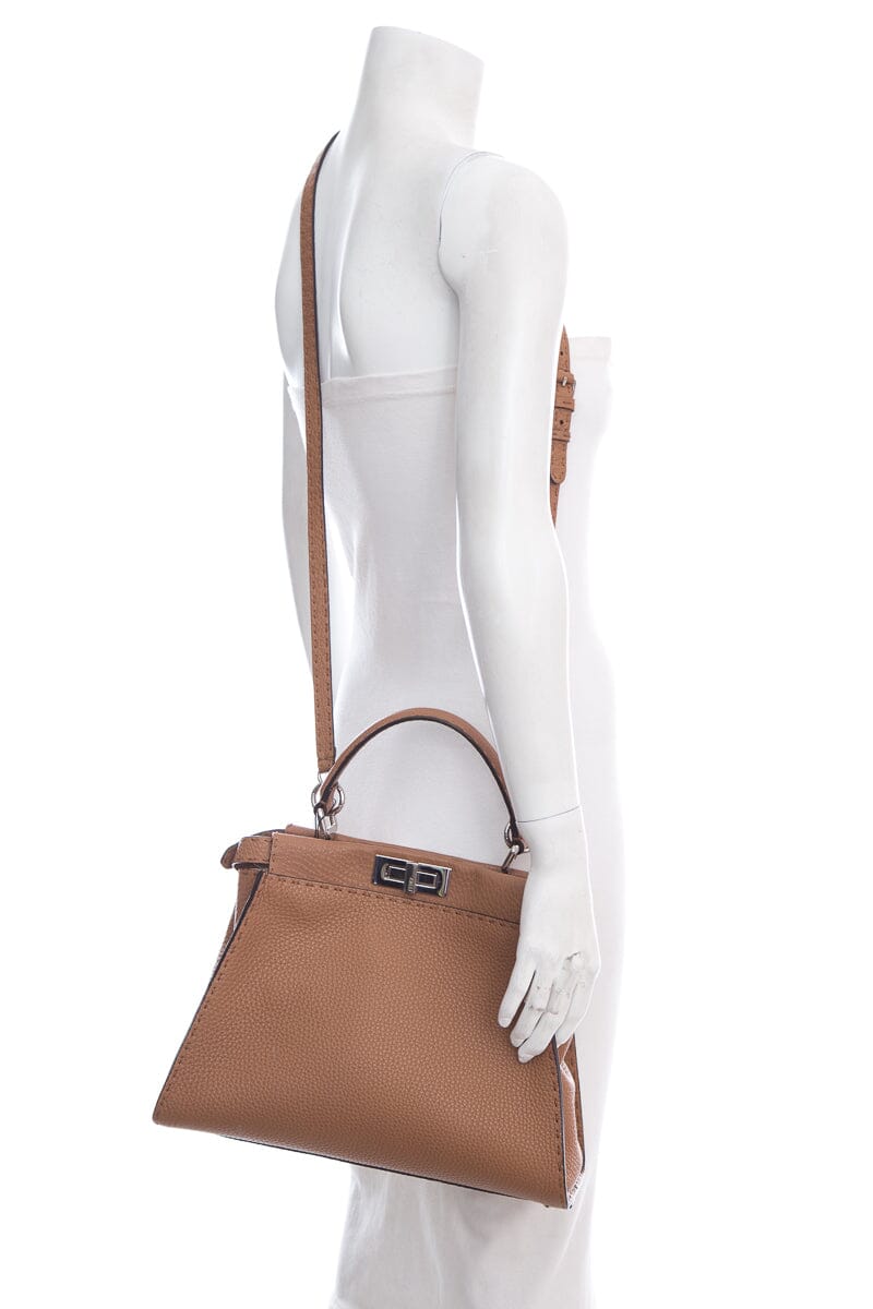 FNDI Brown Leather Medium Peak-A-Boo Handbag