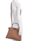 FNDI Brown Leather Medium Peak-A-Boo Handbag