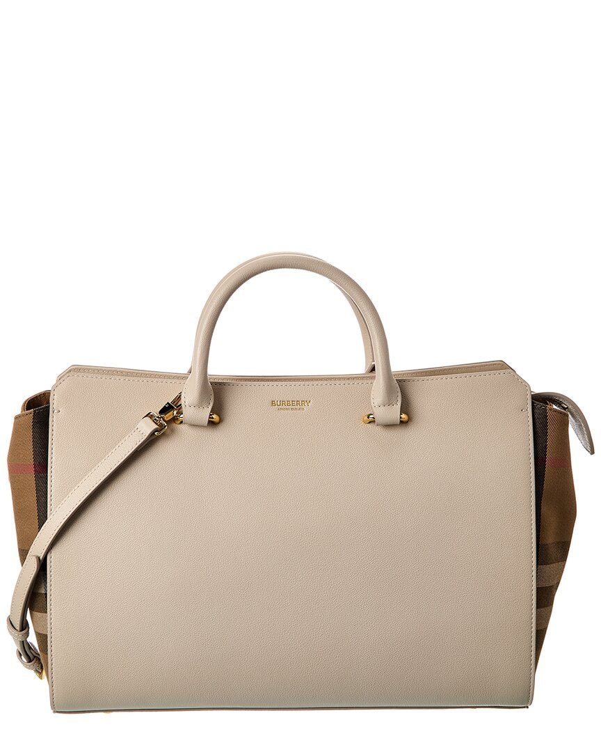 BBERRY Banwell Medium Leather &amp; Check Canvas Satchel