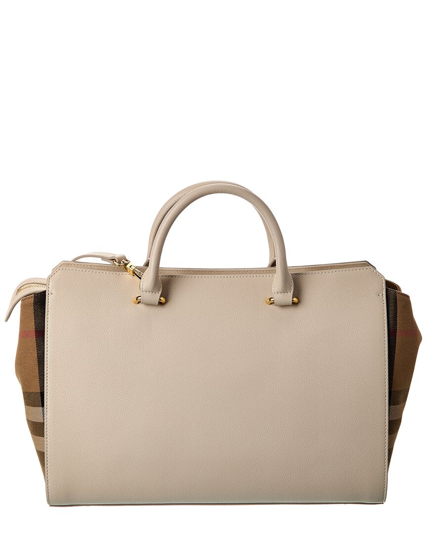 BBERRY Banwell Medium Leather &amp; Check Canvas Satchel