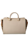BBERRY Banwell Medium Leather & Check Canvas Satchel