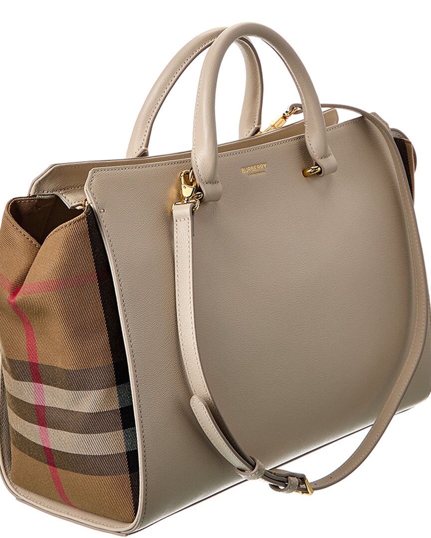 BBERRY Banwell Medium Leather &amp; Check Canvas Satchel