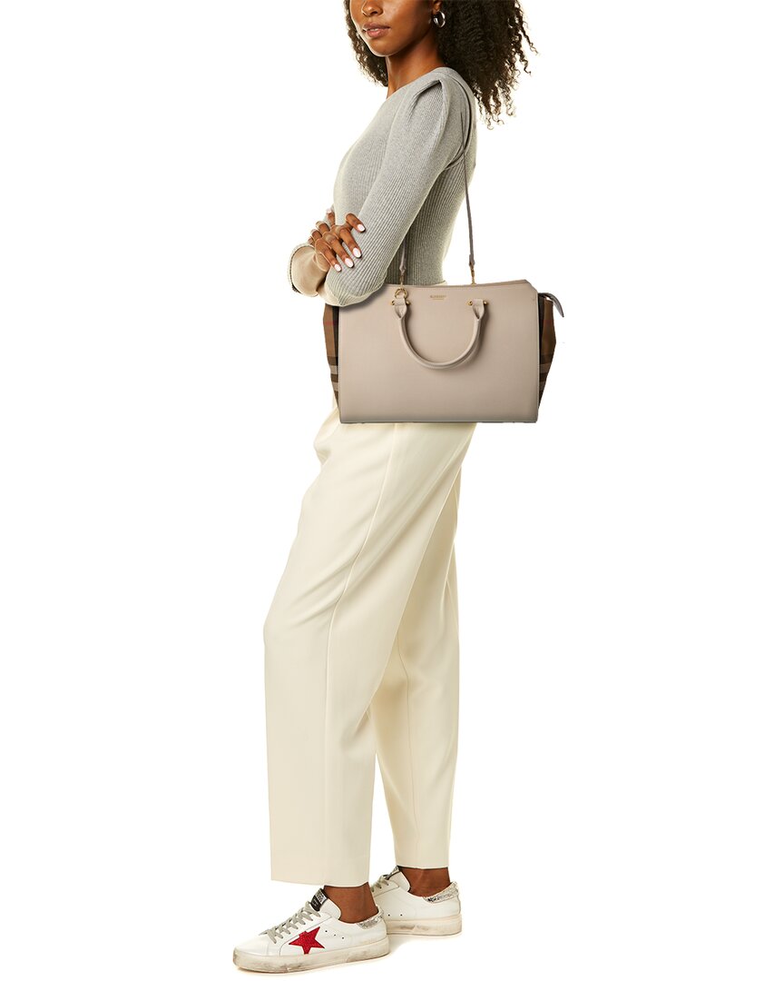 BBERRY Banwell Medium Leather &amp; Check Canvas Satchel