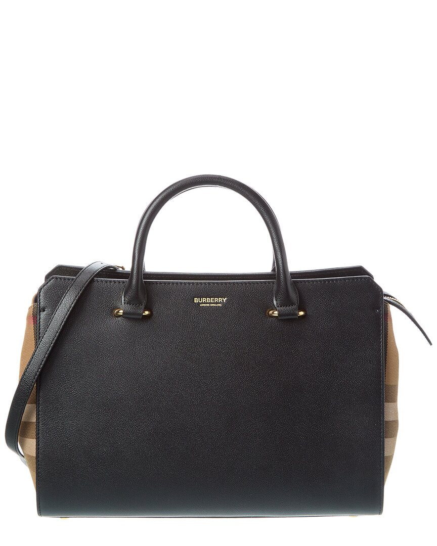 BBERRY Banwell Check Canvas &amp; Leather Satchel