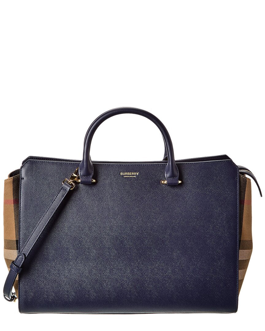 BBERRY Banwell Medium Leather &amp; Check Canvas Satchel