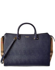 BBERRY Banwell Medium Leather & Check Canvas Satchel