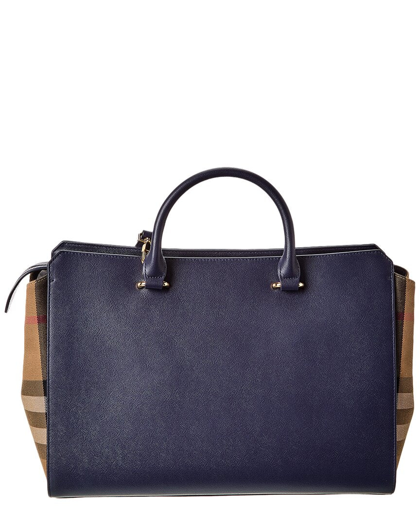 BBERRY Banwell Medium Leather &amp; Check Canvas Satchel