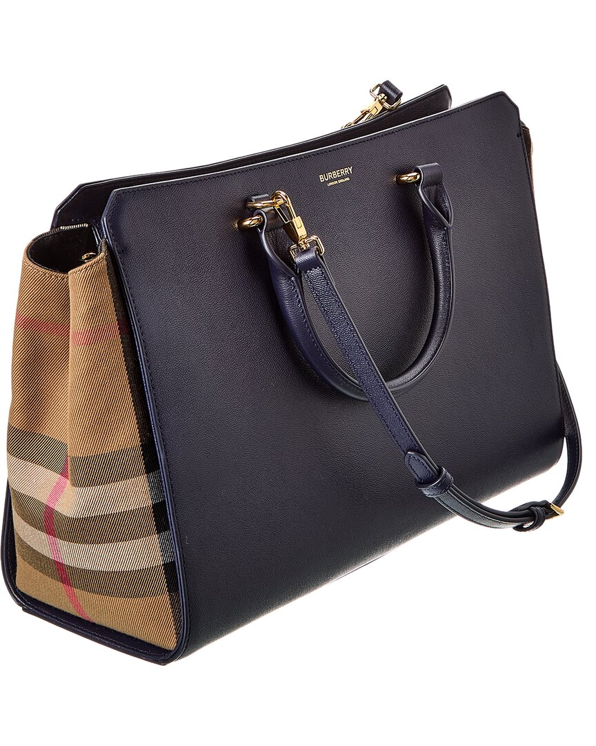 BBERRY Banwell Medium Leather &amp; Check Canvas Satchel