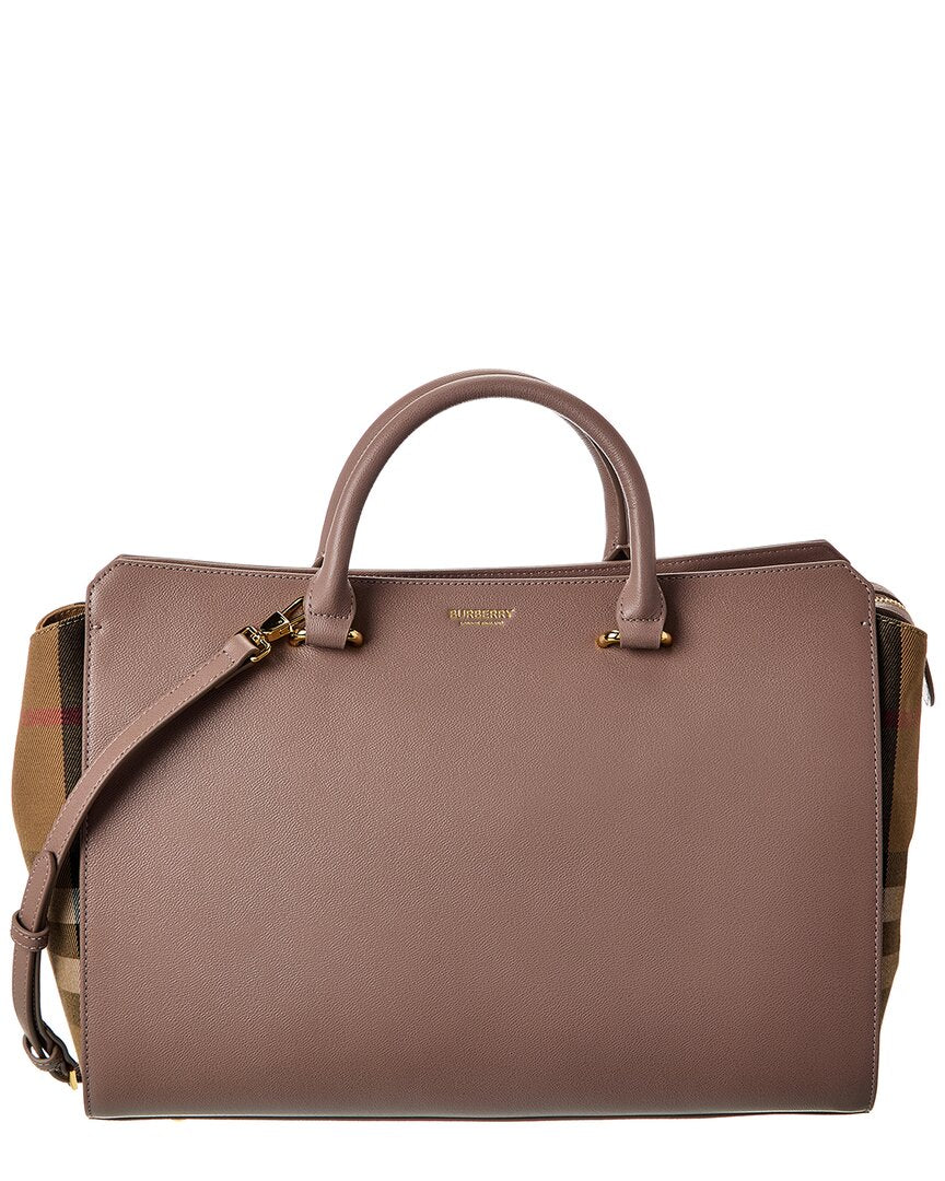 BBERRY Banwell Medium Leather &amp; Check Canvas Satchel