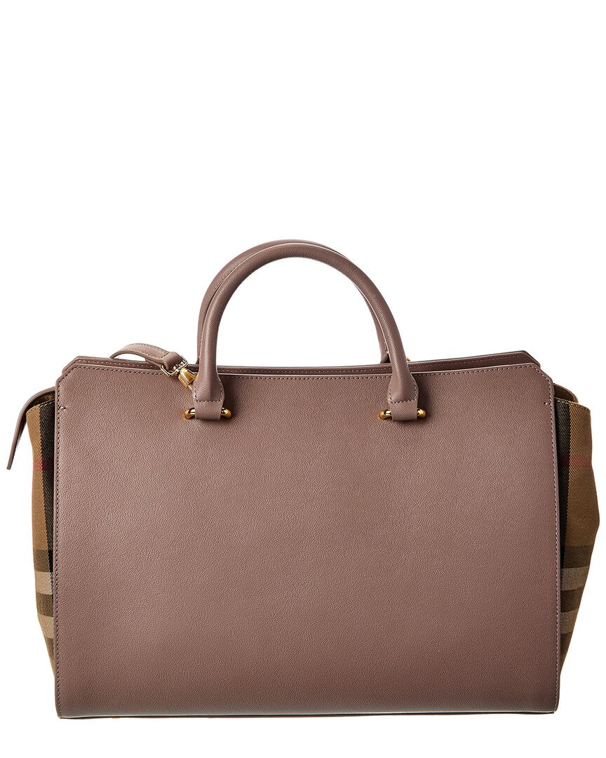 BBERRY Banwell Medium Leather &amp; Check Canvas Satchel