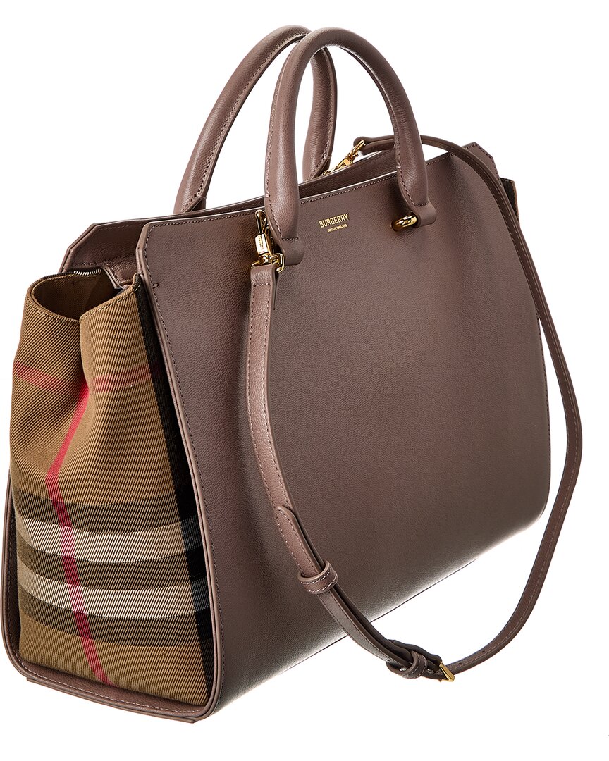 BBERRY Banwell Medium Leather &amp; Check Canvas Satchel