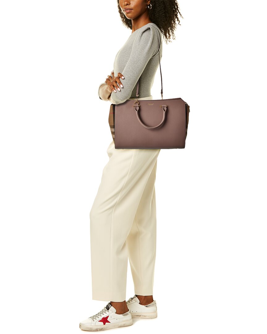 BBERRY Banwell Medium Leather &amp; Check Canvas Satchel
