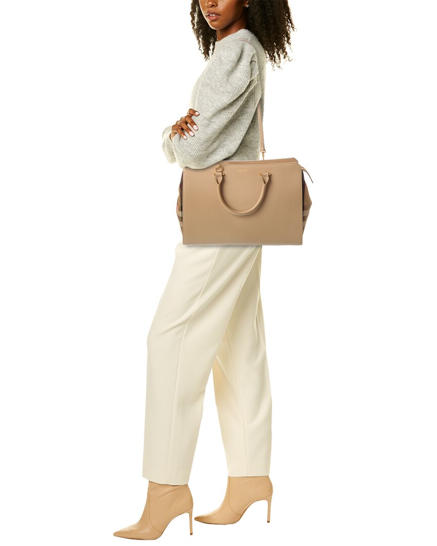 BBERRY Banwell Medium Check Canvas &amp; Leather Satchel