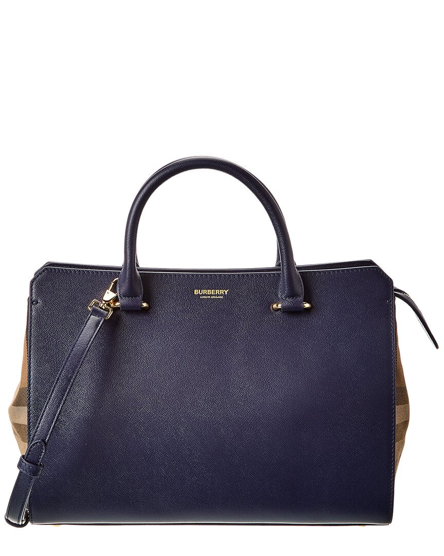 BBERRY Banwell House Check Canvas &amp; Leather Satchel