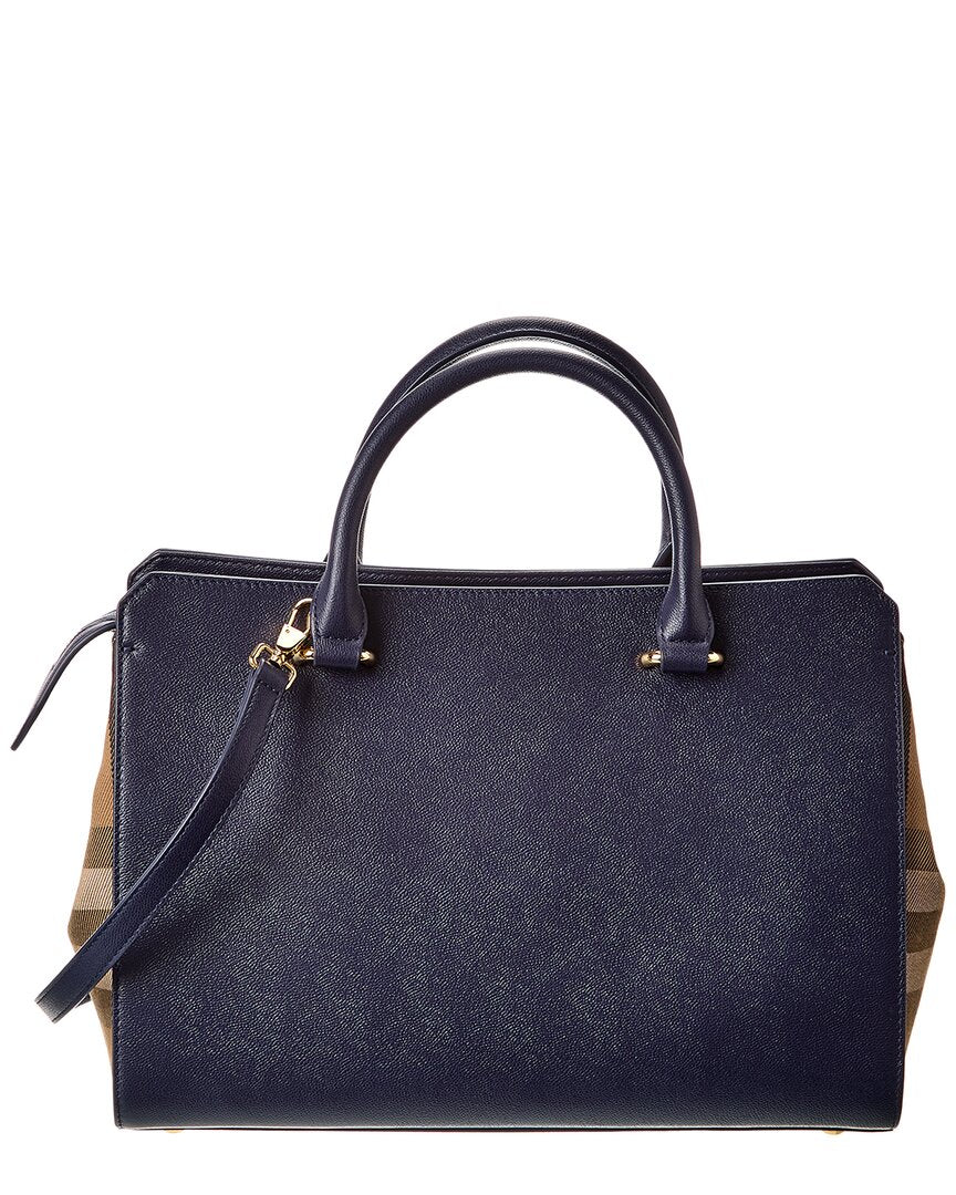 BBERRY Banwell House Check Canvas &amp; Leather Satchel