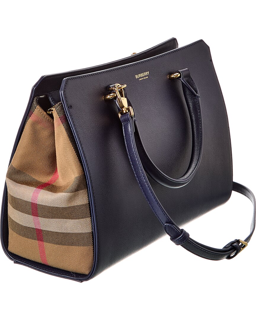 BBERRY Banwell House Check Canvas &amp; Leather Satchel
