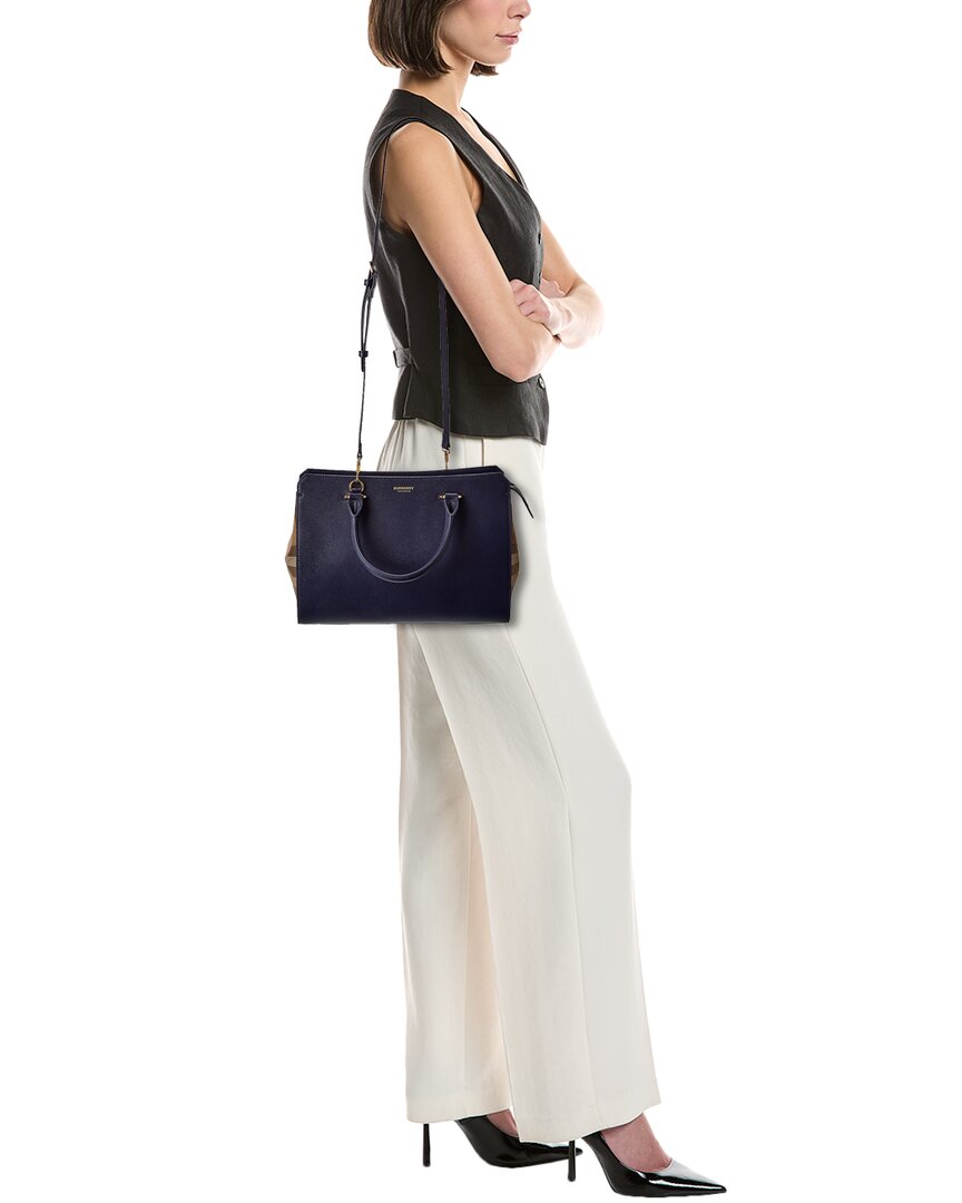 BBERRY Banwell House Check Canvas &amp; Leather Satchel