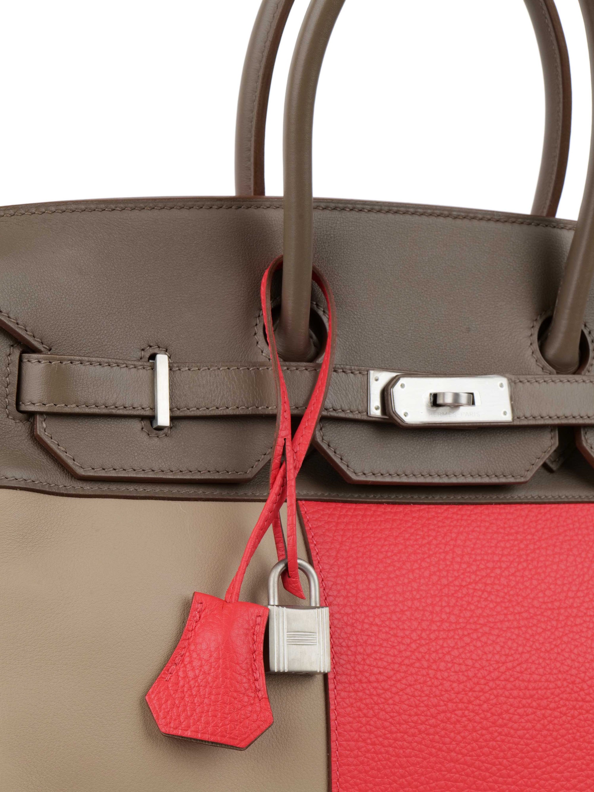 HMS Limited Edition Tricolour Rose Jaipur, Argile and Etoupe Birkin 35.