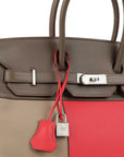 HMS Limited Edition Tricolour Rose Jaipur, Argile and Etoupe Birkin 35.