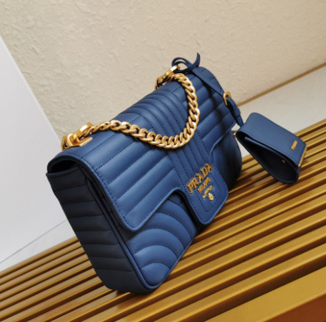 PRD Diagramme Medium Leather Bag Dark Blue