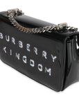 BBERRY Black Patent Leather Tape Print Small Lola Bag