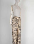 CHRISTIAN D1OR Chez Moi Pants Toile de Jouy Motif Silk Beige