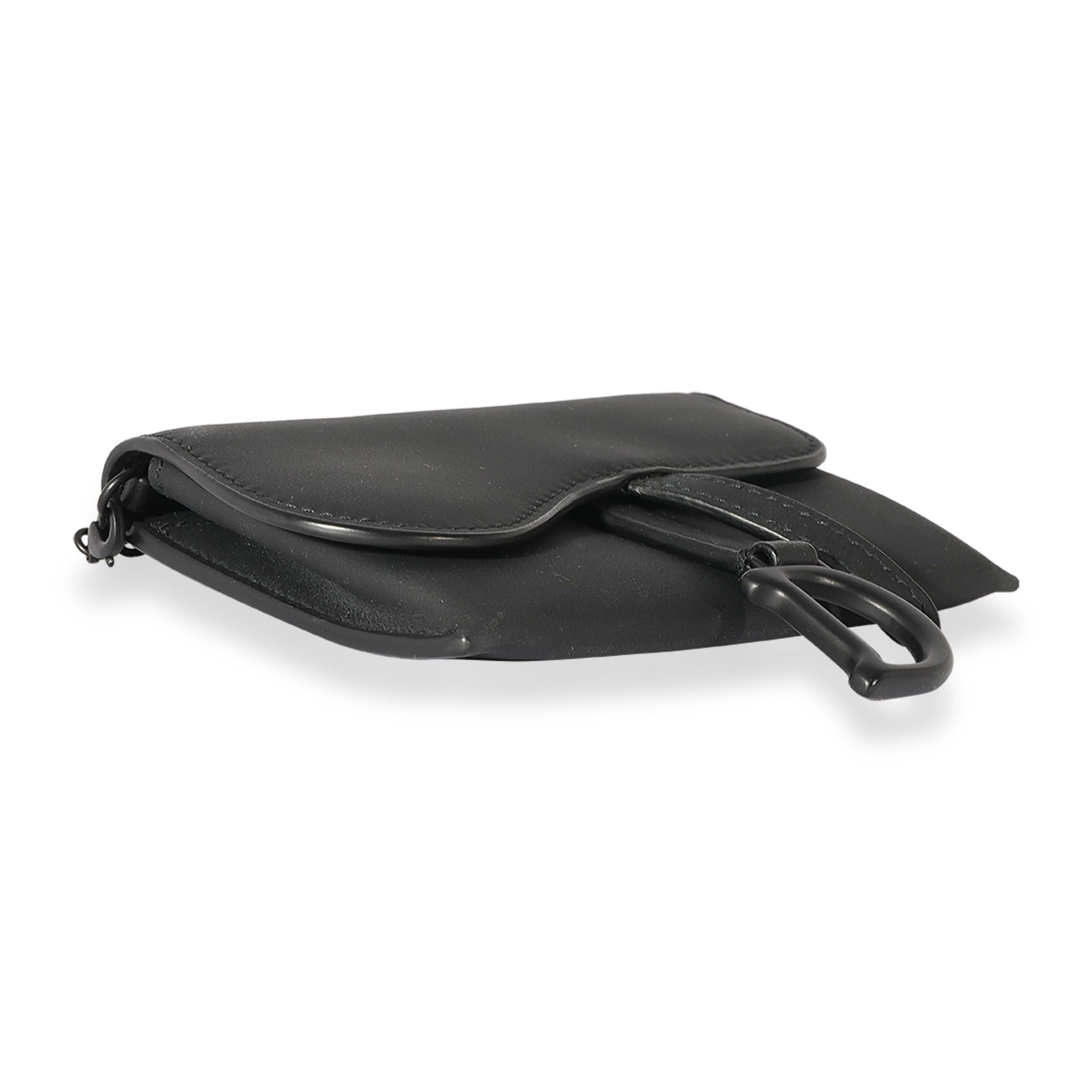 CHRISTIAN D1OR Black Ultra Matte Calfskin Saddle Belt Pouch
