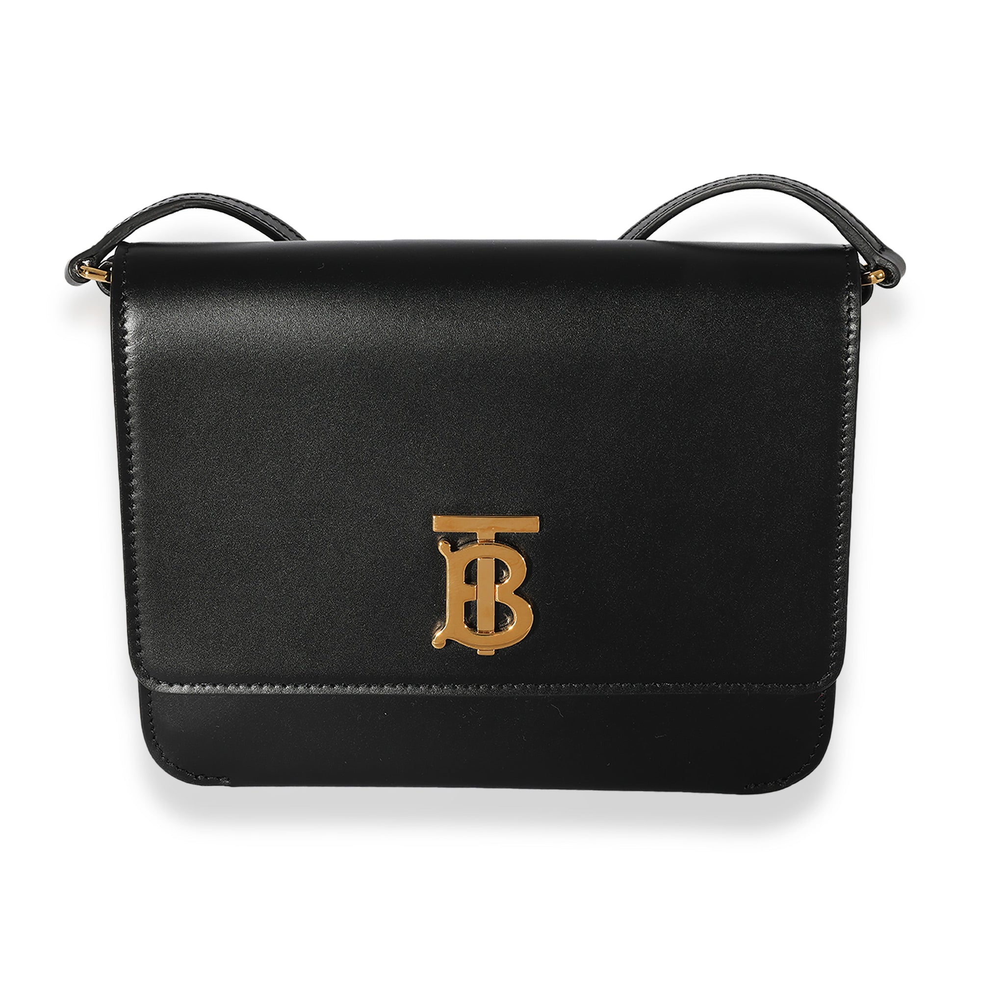 BBERRY Black Smooth Leather TB Mini Flat Bag