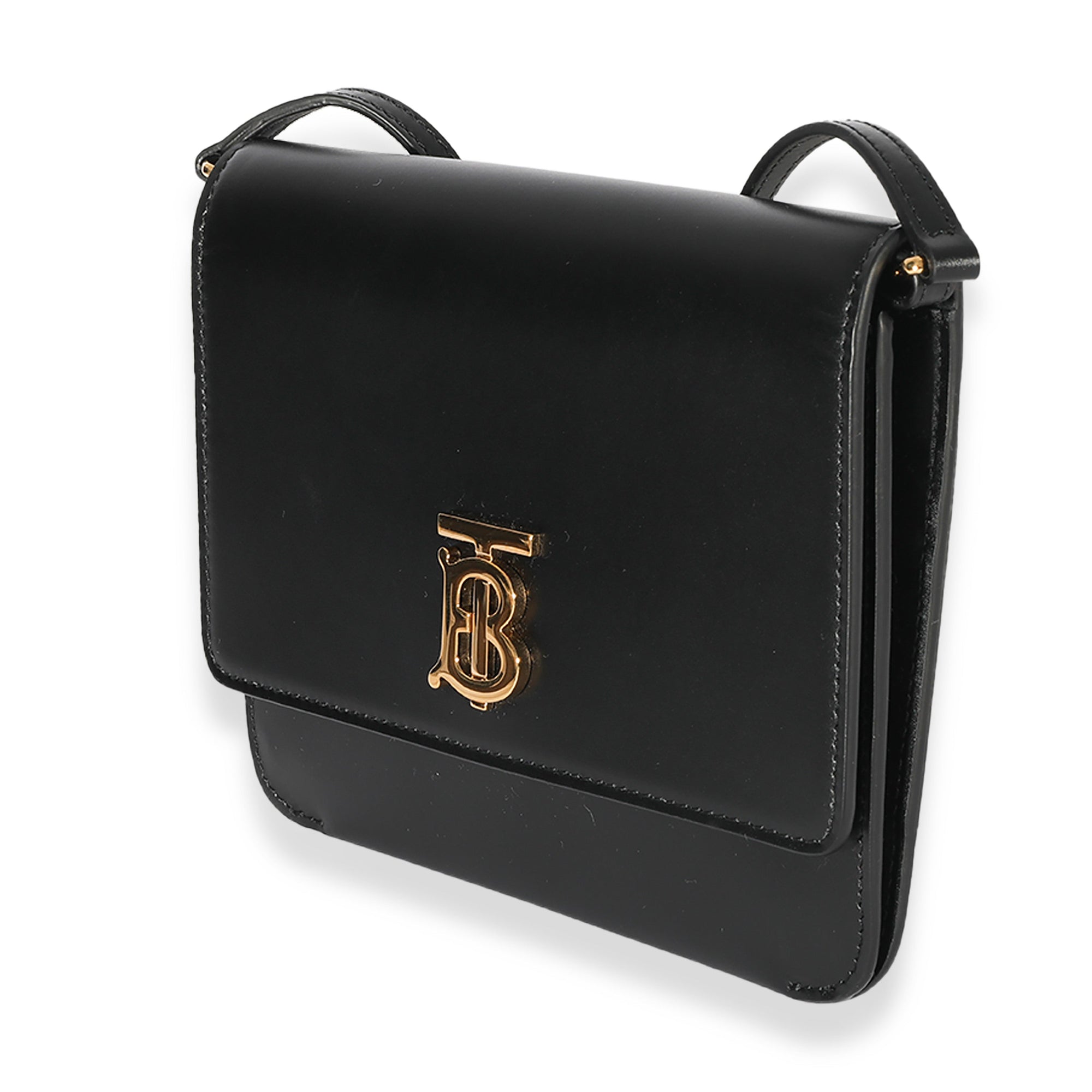 BBERRY Black Smooth Leather TB Mini Flat Bag