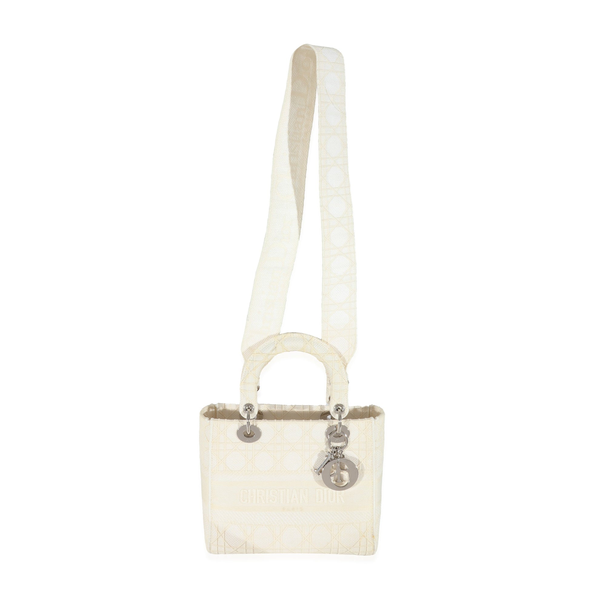 CHRISTIAN D1OR Cannage White Canvas D-Lite Lady D1OR