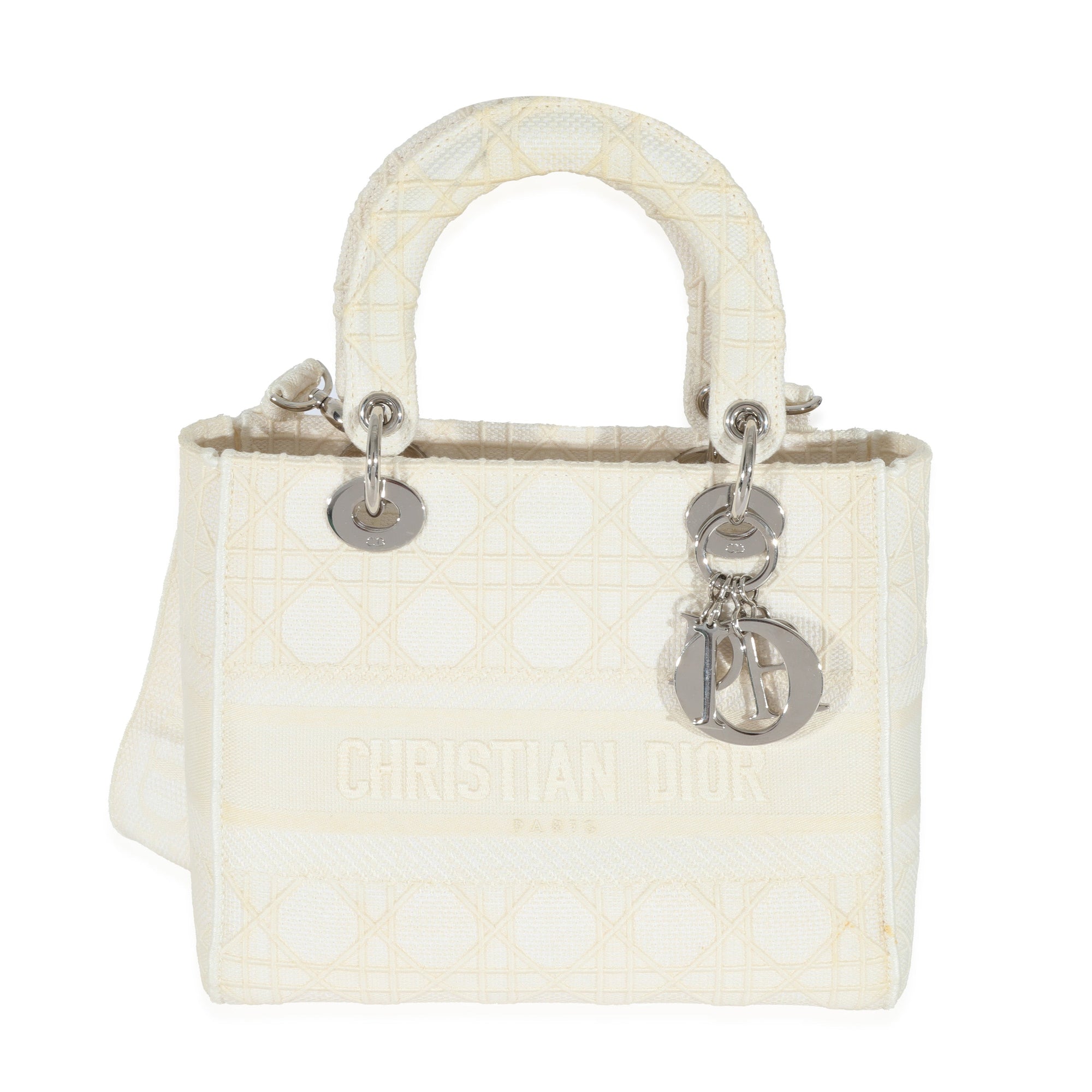CHRISTIAN D1OR Cannage White Canvas D-Lite Lady D1OR