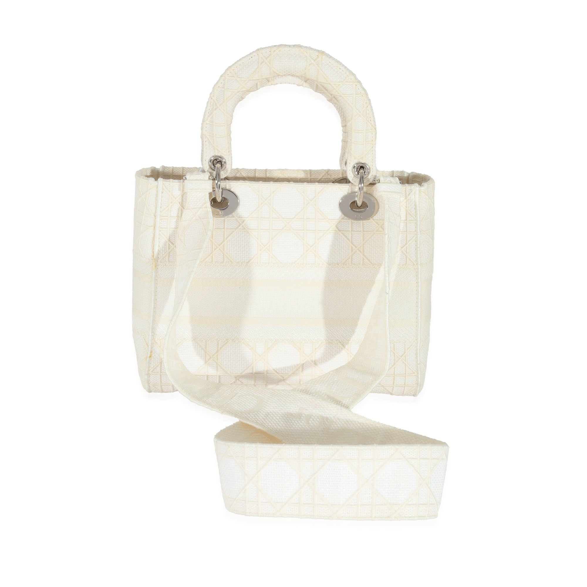 CHRISTIAN D1OR Cannage White Canvas D-Lite Lady D1OR