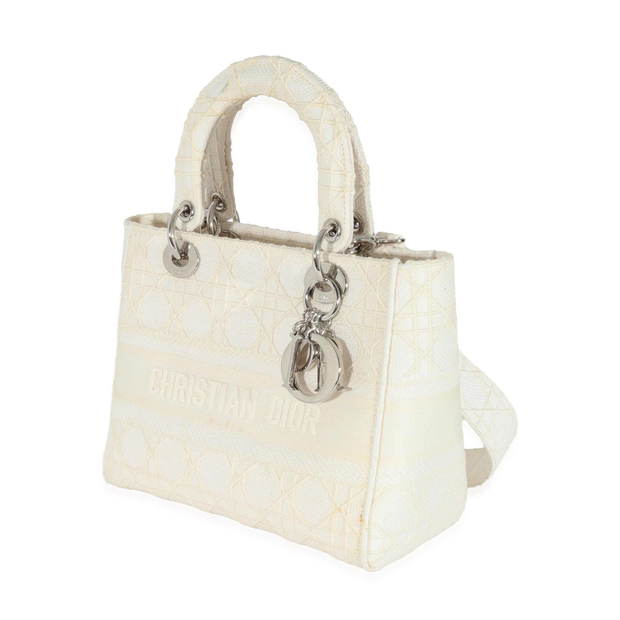 CHRISTIAN D1OR Cannage White Canvas D-Lite Lady D1OR